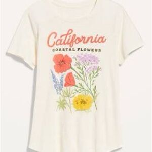 Old Navy Cream California Coastal Flowers Graphic Tee